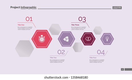 Hexagon graphic chart slide template. Business data. Graph, diagram, design. Creative concept for infographic, report. Can be used for topics like fields, company stricture, system