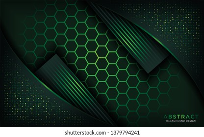 hexagon green background with 3d overlap