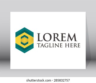 Hexagon green simple logo element vector shape design symbol icon template
