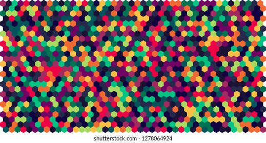 Hexagon grid background texture pattern colorful . Honeycomb vector background. Isometric geometry. Aspect Ratio 2:1