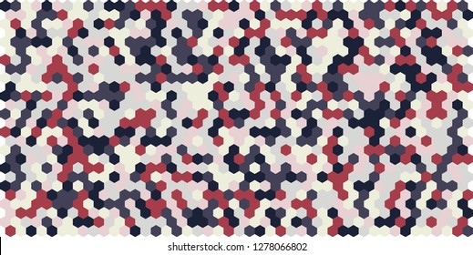 Hexagon grid background texture pattern colorful . Honeycomb vector background. Isometric geometry. Aspect Ratio 2:1