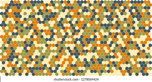 Hexagon grid background texture pattern colorful . Honeycomb vector background. Isometric geometry. Aspect Ratio 2:1
