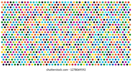 Hexagon grid background texture pattern colorful . Honeycomb vector background. Isometric geometry. Aspect Ratio 2:1