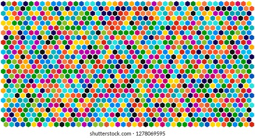 Hexagon grid background texture pattern colorful . Honeycomb vector background. Isometric geometry. Aspect Ratio 2:1