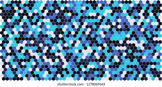 Hexagon grid background texture pattern colorful . Honeycomb vector background. Isometric geometry. Aspect Ratio 2:1