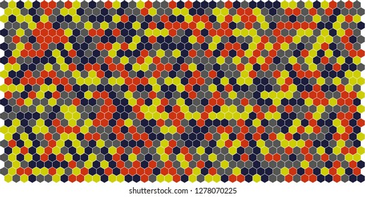 Hexagon grid background texture pattern colorful . Honeycomb vector background. Isometric geometry. Aspect Ratio 2:1