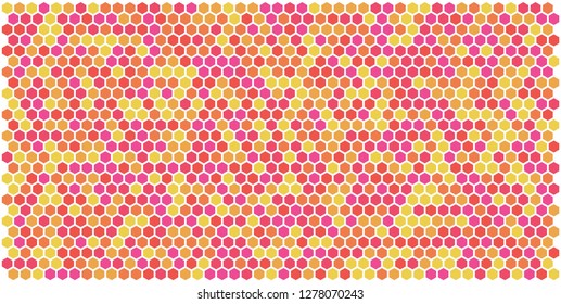 Hexagon grid background texture pattern colorful . Honeycomb vector background. Isometric geometry. Aspect Ratio 2:1