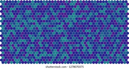 Hexagon grid background texture pattern colorful . Honeycomb vector background. Isometric geometry. Aspect Ratio 2:1