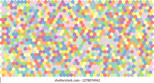 Hexagon grid background texture pattern colorful . Honeycomb vector background. Isometric geometry. Aspect Ratio 2:1