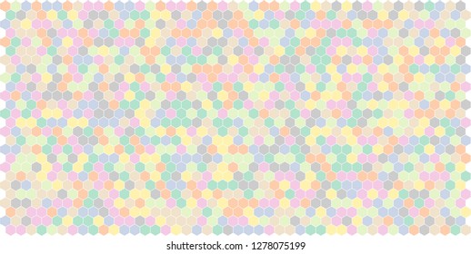 Hexagon grid background texture pattern colorful . Honeycomb vector background. Isometric geometry. Aspect Ratio 2:1