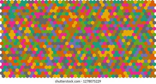 Hexagon grid background texture pattern colorful . Honeycomb vector background. Isometric geometry. Aspect Ratio 2:1