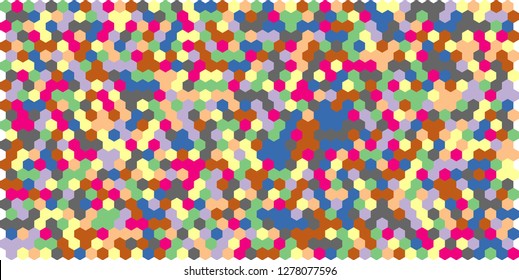 Hexagon grid background texture pattern colorful . Honeycomb vector background. Isometric geometry. Aspect Ratio 2:1