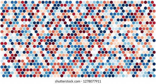 Hexagon grid background texture pattern colorful . Honeycomb vector background. Isometric geometry. Aspect Ratio 2:1