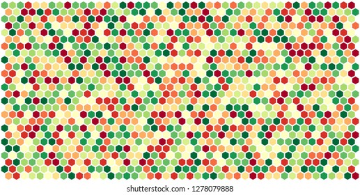 Hexagon grid background texture pattern colorful . Honeycomb vector background. Isometric geometry. Aspect Ratio 2:1