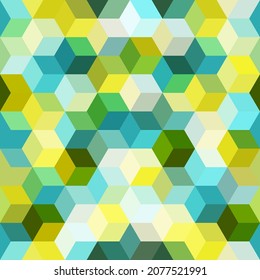 Hexagon gitterblauer, nahtloser Vektorhintergrund. Childisches Polygons, sechs Ecken geometrisches Design. Trendy färbt Hexagon-Zellmuster für Spiel ui. Wabenkwürfel formen Mosaik.