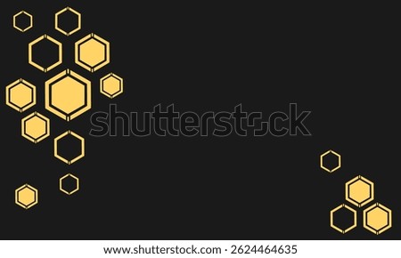 Hexagon grid cells on dark background vector.