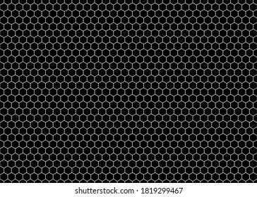 Hexagon Grid Cells Seamless Pattern. Hexagonal Honeycomb Wide Panorama Texture.