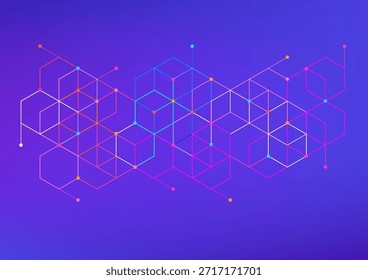Hexagon Grid Connected Dots Abstract Pattern
