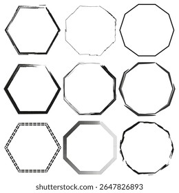 Icono de cuadrícula hexagonal. Símbolo de celda poligonal. Ilustración de marco negro. Diseño geométrico de Vector.