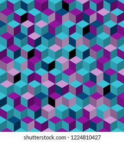 Hexagon grid seamless background from cubes vector. Polygons with geometric bauhaus design. Trendy pattern of hexagonal colors for your business. Cell cube forms a mosaic.