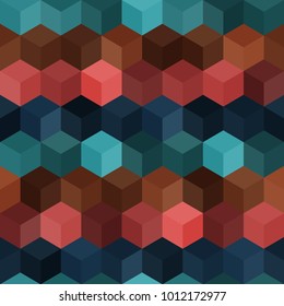 Hexagon grid seamless vector background.  Minimal polygons with six corners geometric graphic design.  Trendy colors hexagon tile pattern for banner or card.  Hexagonal shapes modern backdrop.