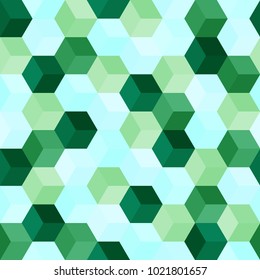 Hexagon grid seamless vector background.  Childish polygons with six corners geometric graphic design.  Trendy colors hexagon tile pattern for banner or card.  Hexagonal shapes modern backdrop.