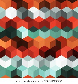 Hexagon grid seamless vector background. Minimal polygons with six corners geometric graphic design. Trendy colors hexagon cells pattern for banner or cover. Honeycomb cube shapes mosaic.