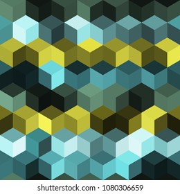 Hexagon grid seamless vector background. Technological polygons six corners geometric design. Trendy colors hexagon cells pattern for web or cover. Hexagonal shapes modern backdrop.