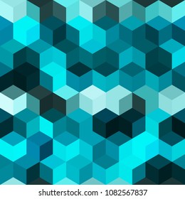 Hexagon Grid Seamless Vector Background. Childish Polygons Six Corners Geometric Design. Trendy Colors Hexagon Cells Pattern For Game Ui. Honeycomb Cube Shapes Mosaic.