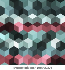 Hexagon grid seamless vector background. Colorful polygons six corners geometric design. Trendy colors hexagon cells pattern for game background. Honeycomb shapes mosaic backdrop.