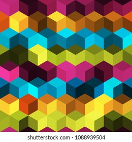 Hexagon grid seamless vector background. Stylized polygons six corners geometric design. Trendy colors hexagon cells pattern for game ui. Hexagonal shapes modern backdrop.