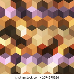 Hexagon grid seamless vector background. Cool polygons with six corners geometric graphic design. Trendy colors hexagon cells pattern for web or cover. Honeycomb shapes mosaic backdrop.