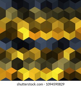 Hexagon grid seamless vector background. Stylized polygons six corners geometric design. Trendy colors hexagon cells pattern for game ui. Honeycomb shapes mosaic backdrop.