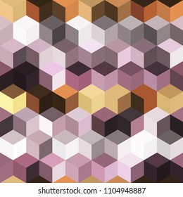 Hexagon grid seamless vector background. Cool polygons with six corners geometric graphic design. Trendy colors hexagon cells pattern for banner or cover. Honeycomb shapes mosaic backdrop.