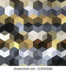 Hexagon grid seamless vector background. Cool polygons with six corners geometric graphic design. Trendy colors hexagon cells pattern for flyer or cover. Hexagonal shapes modern backdrop.