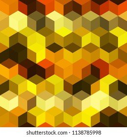Hexagon grid seamless vector background. Minimal polygons bauhaus corners geometric design. Trendy colors hexagon cells pattern for banner or cover. Honeycomb cube shapes mosaic.