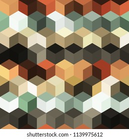 Hexagon grid seamless vector background. Minimal polygons with bauhaus corners geometric graphic design. Trendy colors hexagon cells pattern for flyer or cover. Honeycomb shapes mosaic backdrop.