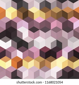 Hexagon grid seamless vector background. Technological polygons bauhaus corners geometric design. Trendy colors hexagon cells pattern for banner or cover. Hexagonal shapes modern backdrop.