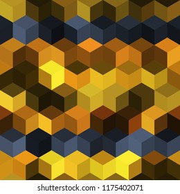 Hexagon grid seamless vector background. Childish polygons bauhaus corners geometric design. Trendy colors hexagon cells pattern for web or cover. Honeycomb cube shapes mosaic.