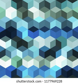 Hexagon grid seamless vector background. Minimal polygons with bauhaus corners geometric graphic design. Trendy colors hexagon cells pattern for game ui. Hexagonal shapes modern backdrop.