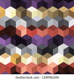Hexagon grid seamless vector background. Technological polygons bauhaus corners geometric design. Trendy colors hexagon cells pattern for game background. Honeycomb shapes mosaic backdrop.