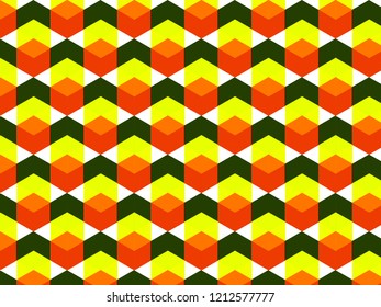 Hexagon grid seamless vector background. Childish polygons six corners geometric design. Trendy colors hexagon cells pattern for game ui. Honeycomb cube shapes mosaic.