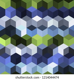 Hexagon grid seamless vector background. Childish polygons bauhaus corners geometric design. Trendy colors hexagon cells pattern for web or cover. Honeycomb cube shapes mosaic.