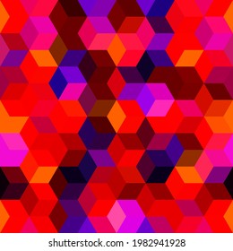 Hexagon grid seamless vector background. Multiple polygons six corners geometric design. Trendy colors hexagon cells tile pattern for banner or cover. Honeycomb shapes mosaic backdrop.