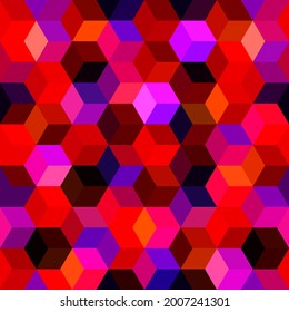 Hexagon grid seamless vector background. Multiple polygons six corners geometric design. Trendy colors hexagon cells tile pattern for banner or cover. Honeycomb shapes mosaic backdrop.