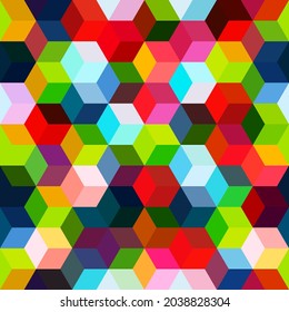 Hexagon grid seamless vector background. Stylized polygons six corners geometric graphic design. Trendy colors hexagon cells tile pattern for banner. Hexagonal shapes modern backdrop.