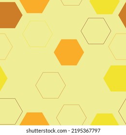 Hexagon grid seamless vector background. Technological polygons six corners geometric design. Trendy colors hexagon cells tile pattern for banner or cover. Repeating Pattern Tile Swatch Included.