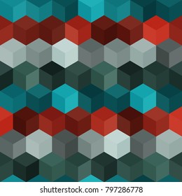 Hexagon grid seamless vector background.  Colorful polygons with six corners geometric graphic design.  Trendy colors polygonal figures pattern for banner or cover.  Honeycomb shapes mosaic backdrop.