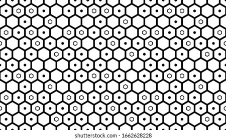 Hexagon Grid. Vector Seamless Pattern with polygons. Linear geometric texture. Hexagonal abstract background. 