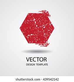 Hexagon Grunge Shape. Stamp Texture.